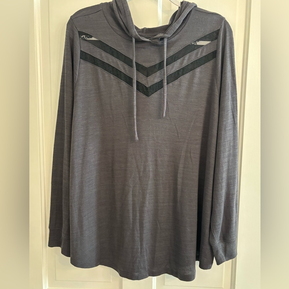 Torrid Gray Hooded Shirt with Lace